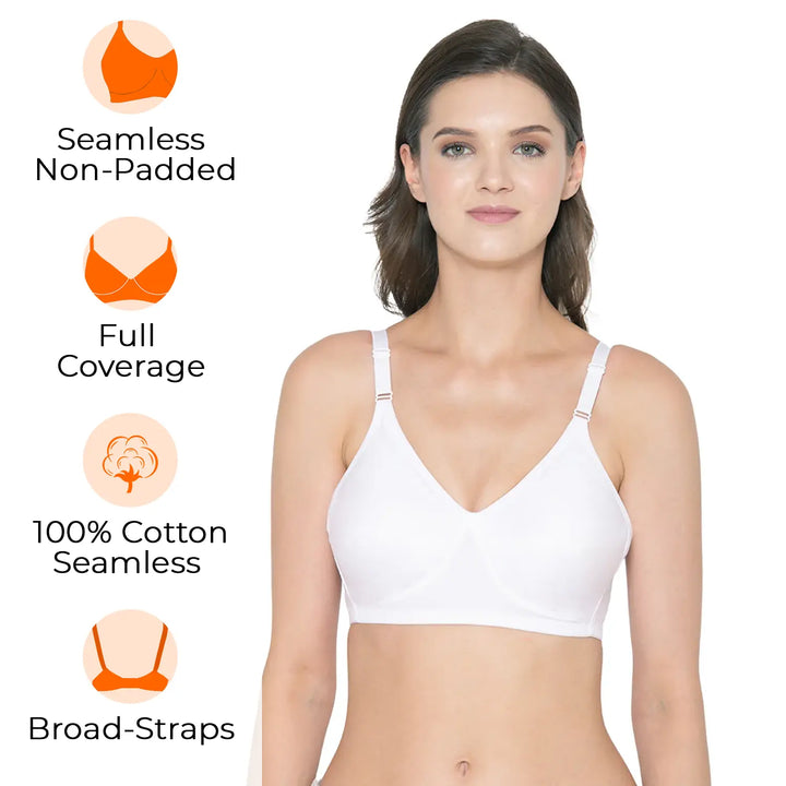 SOUMINIE Women's Soft Fit Cotton White Non Padded Bra-30C