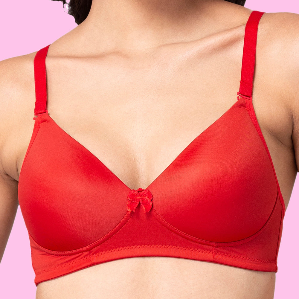 Buy Tweens Padded Non-Wired Low Coverage Super Support Bra - Red